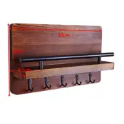 1pc Mail and Key Holder Rack Shelf Wood Metal 30*18*8.5cm Brown Key Organizer
