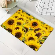 Bath Mat Rug-Sunflower Field Pattern Rubber Non Slip Quick Dry Super Absorben...