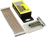 KEYESTUDIO GPIO Breakout Board Starter Kit for Raspberry Pi 5/4/ 4B /3B+ /3B /2B B+, Assembled Pi Breakout + Rainbow Ribbon Cable + 400 Tie Points Solderless Breadboard
