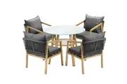 Livsip 5PCS Outdoor Dining Setting 90cm Table Lounge Chairs
