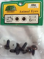 Bel-Tree Corp Craft Animal Doll Plush Making Eyes Brown 12 m/m 6ct Sealed Pk BTC