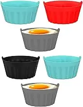 6 Pack Air Fryer Egg Moulds - Air Fryer Egg Poacher - Heat-Resistant Round Silicone Ramekins - Silicone Egg Poaching Cups for Air Fryer