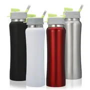 Insulated Stainless Steel Sports Water Bottle Leakproof 550ml Vacuum Thermos Cup 27 SILVER