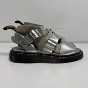 Dr. Martens Gryphon Gladiator Silver M8 / W9 Shoes Metallic Calf Buckle NEW