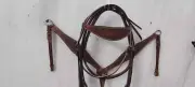 Genuine Leather Headstall and Breast Collar Set with Middle Cinch.