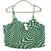 New Rue 21 Green White Checkered Tank Top Young Adult Size 4X Women Casual