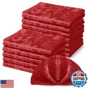 Horbaunal 12 Pack Damask Cloth Napkins 17 x 17 Inch, Jacquard Table Cloth Nap