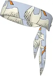 [HVTTIOR] Funny Pelican Print Multifunctional Sweat Wicking Sports Head Tie Headband for Tennis Basketball Karate