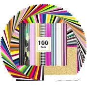 HTV Heat Transfer Vinyl Bundle - 100 Pack 12 * 10in Heat Transfer Vinyl for T...