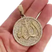 2.30Ct Round Cut Lab Created Moissanite Allah Pendant 14K Yellow Gold Plated