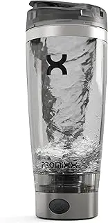 Promixx PRO Shaker Bottle New Edition – Rechargeable, Powerful for Smooth Protein Shakes – includes Supplement Storage, BPA Free, 600ml Cup, Silver/Gray