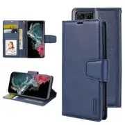 For Samsung Galaxy S22 Ultra Case, Hanman Wallet Leather Flip Magnetic Stand Case Cover (Navy Blue)
