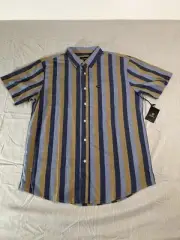 Men’s NWT Brixton Shirt LARGE Cotton Stripe Short Sleeve Beach Casual Button Up