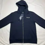NWT Brooks Brother Yale University Embroider Hoodie Full Zip Men Small Navy Blue