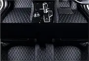 Car Front Floor Mats for MG ZS 2017-2023 ZS EV 2017-2023 Custom Car Floor Mat Anti Dirty Durable Leather Carpet Protective Pad(RHD Black Beige,ZS Size3 2020-202)