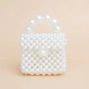 Micro Top Handle Cream Pearl Woven Handmade Bag