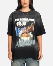 [POST MALONE] Post Malone F-1 Trillion Horse T-shirt Black Wash - Size S S Black Wash