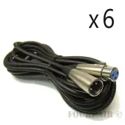 6 Pack Lot 20ft 3-Pin XLR Extension Audio Microphone Mic Cable Cord Male Female