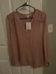 Diane Von Furstenberg DVF Wynn Size 10 Coral Pink Flowy Silk Peasant Blouse