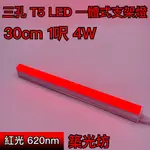 【築光坊】台灣製造 三孔 紅光 紅色 RED T5 LED 一體支架燈1呎 層板燈 一尺 一呎 1尺 神明燈 正紅 大紅