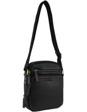 [PIERRE CARDIN] Leather Compact Crossbody Bag in Black