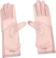 [OATIPHO] Lace Mittens Touch Screen Full Finger Gloves Outdoor Activities Cycling Hiking Driving Sun Protection Soft Breathable Grey Random Style