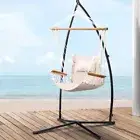 Outdoor Hammock Chair Garden Hanging Swing Seat Padded Backrest With Steel Frame