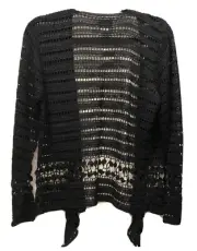 Chico's Design Crotchet Tie Front Black Jacket Size 1 Retail: $78