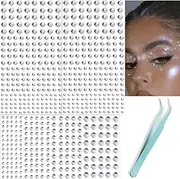 NOOEPC 660Pcs Face Gems Hair Gems, Self-Adhesive Face Jewels Eye Jewels Rhinestones 3/4/5/6 mm DIY Face Gems Stick on, Hair Body Rhinestones Gems Rave Accessories for Face Eyes Makeup Body, Crafts