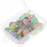 IWOWHERO 100Pcs Button Shape Sewing Pins Unique Manual Positioning Needles for Quilting Dressmaking Craft Projects Durable for DIY Sewing