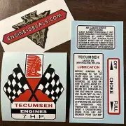 Tecumseh Engine 7-hp decal H70 Kart Mini Bike Go Kart Flags Set 4