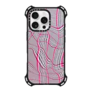 iPhone 16 Pro Bounce Case MagSafe Compatible Distorted Plaid - Pink