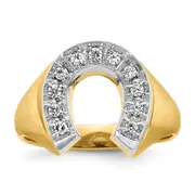 14k Two-tone Gold Men's Satin Horseshoe 1/5 carat Diamond Complete Ring