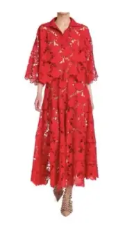 Valentino Red Lace Midi Skirt-With Tags- RRP$6,990 AUD