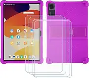 Case for Dghrti Tab20 + 4 Tempered Glass Screen Protector, Slim Black Shock-Absorption Soft TPU Bumper Protective Phone Case Cover for Dghrti Tab20 (10,0") - Pueple