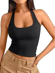 [Trendy Queen] Going Out Tops for Women Halter Tops 2025 Summer Backless Shirts Sleeveless Crop Shirt Y2k Fashion Clothes