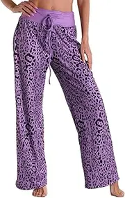 [Generic] Pant Drawstring Stretch Floral Print Long Wide Leg Pants Teacher Outfit