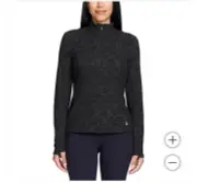 Spyder Ladies' Fleece Printed Half Zip Thumbhole Slits Fleece Fabric Black Sz M