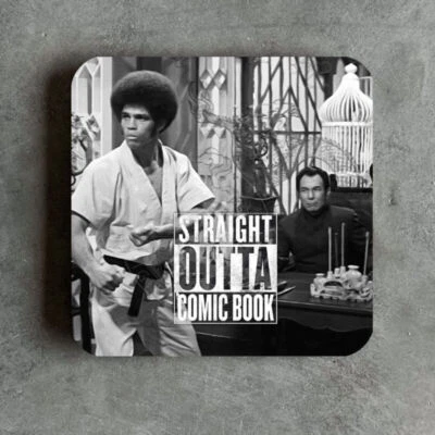 Bruce Lee Hans Island Straight Outta Comic Book Drinks Coaster Enter The Dragon