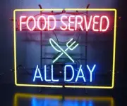 Food Served All Day 24"x20" Neon Sign Light Lamp Decor Visual Wall Glass LE