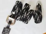Billy The Kid Boy's Braided Belt Size LARGE (28-30) Silver Hardware New Black