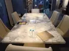 60" x 36" White Agate Center Dining Table Top Stones Handmade Work