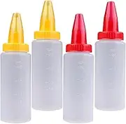 Ciieeo 4Pcs Squeeze Writer Bottles Plastic Cookie Icing Bottle Refillable Squeeze Applicator Bottle with Scale for Cakes Cookie Decorating Food Coloring Food DIY Ice Cream
