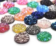 100 Druzy Cabochons Flatbacks Round 10mm Faux Drusy Quartz Bulk Lot Mixed Colors