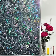 COUNTEWOL Blackout Window Film，Sun Blocking Window Privacy Cover for Glass Removable Darkening Dark Black Out Window Cover Tint Shades for Home Day Sleep Light Blocker（ Black Rainbow 17.5 x 78.7 in）