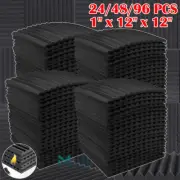 96Pack Acoustic Foam Sound Proof Panel Wall Tiles Record Studio Black 12"x12"x1"