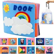 Quiet Book,TINY SPARK Montessori Busy Book Including 12 Themes Preschool Learning Activities,3D Rainbow Montessori Board Sensory Toy for 1 2 3 4 Years Old (12 Themes)