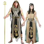 Couples Cosplay Cleopatra Pharaoh Outfits Couples' Costumes Men's Women's Movie Cosplay Cosplay Costume Party Black Dress Waist Belt Bracelets Carnival Masquer