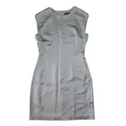 NWT THEORY Structured Fitted Dress in Grey Cloud Hammered Acetate Satin 8 $395