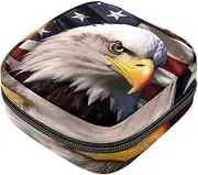 Period Bag,Sanitary Napkin Storage Bag,American Eagle on American Flag,Tampon Bag for Purse